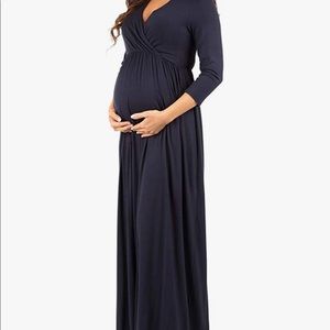 Long maternity 3/4 sleeve dress